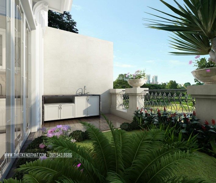 Thiết kế sảnh ngoài trời nhà liền kề khu đô thị Văn Quán